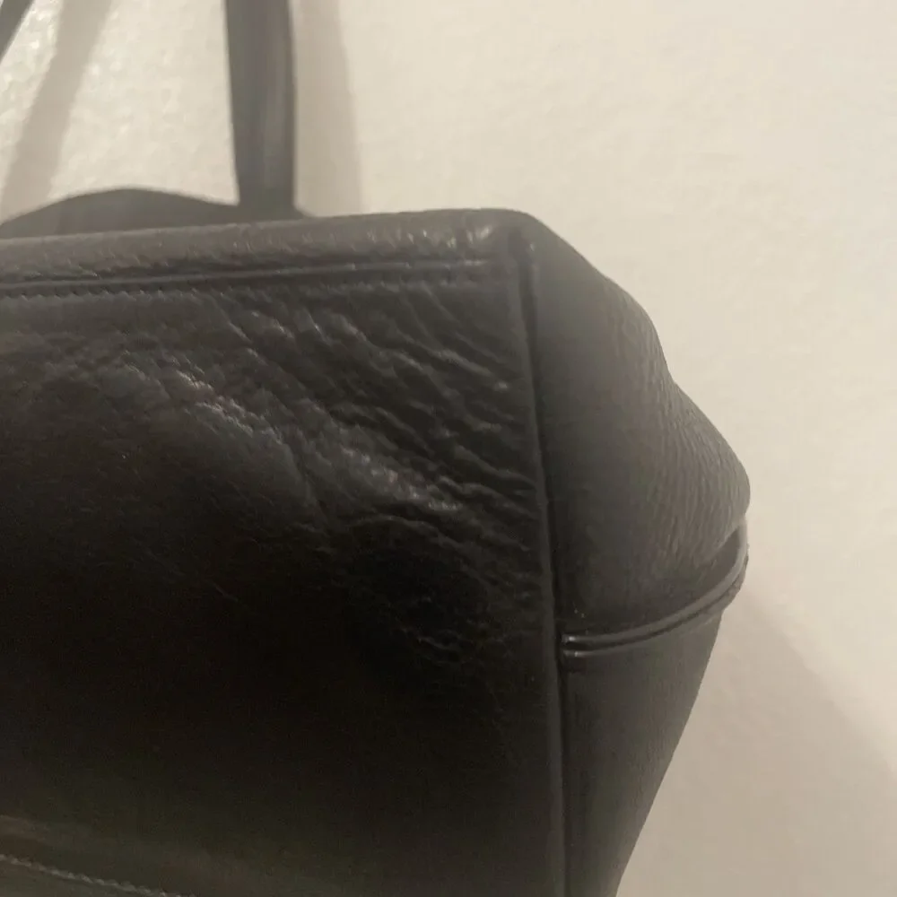 Lucky Brand Tote Black Leather Shoulder Bag Purse Handbag Large